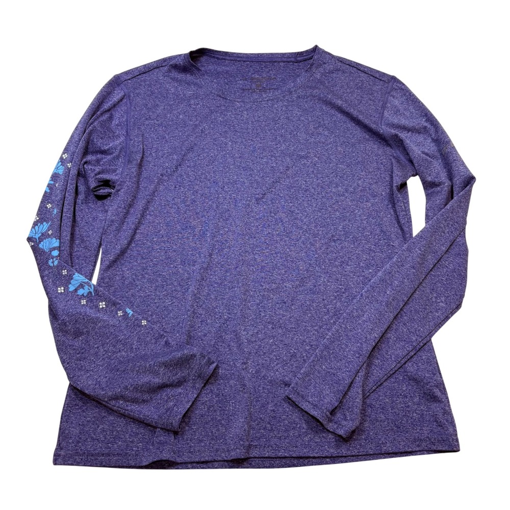 Brooks Womens Purple Heathered Floral Sleeve Running Shirt 220418 Size‎ S